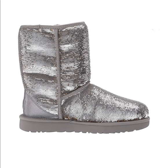 UGG Silver Gold Classic Short Flip Sequin Cosmos - Picture 13 of 15
